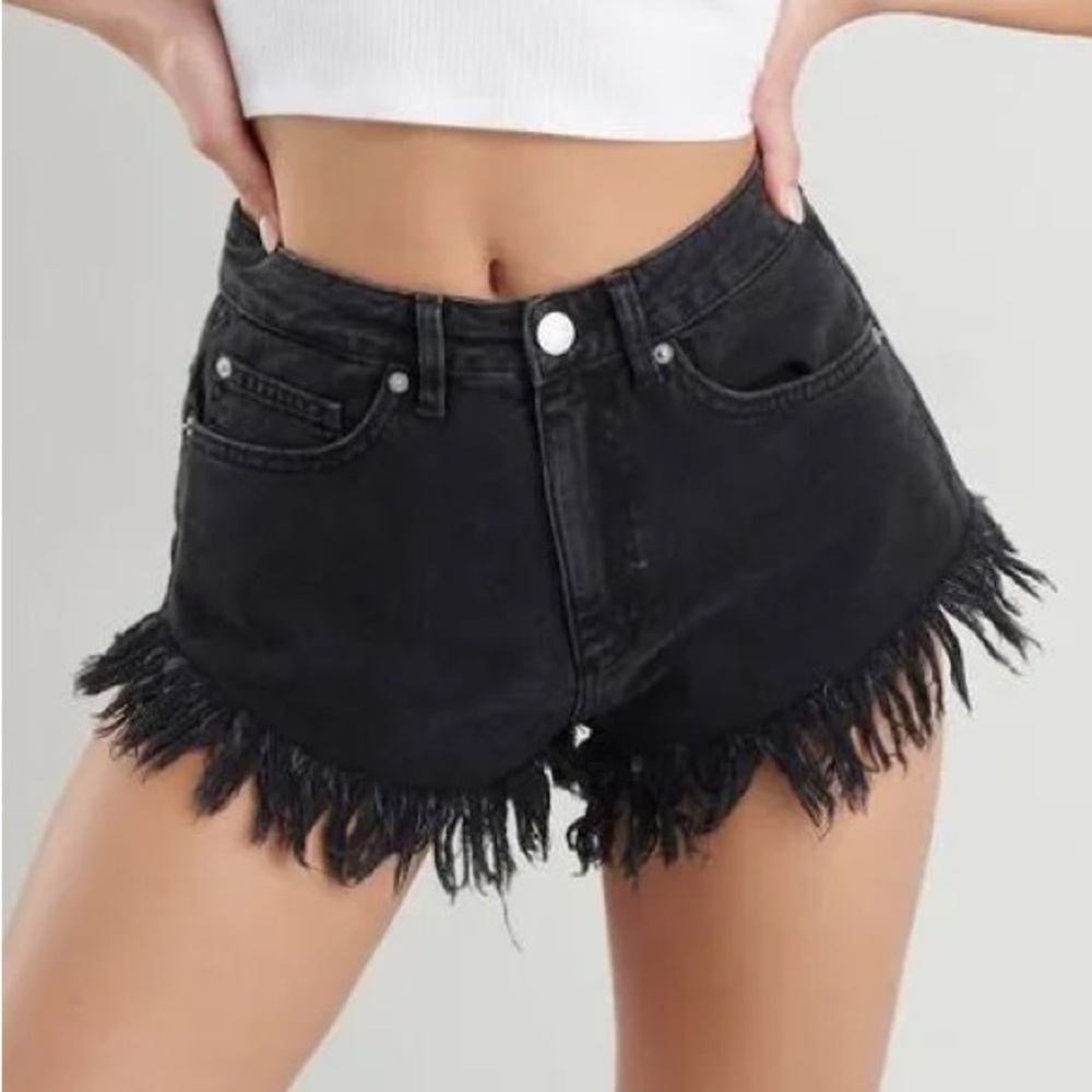 GARAGE denim mini black festival cheeky shorts